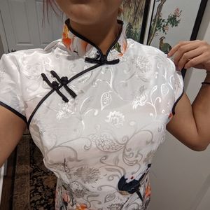 Stunning, vintage printed chinese dress 🐦